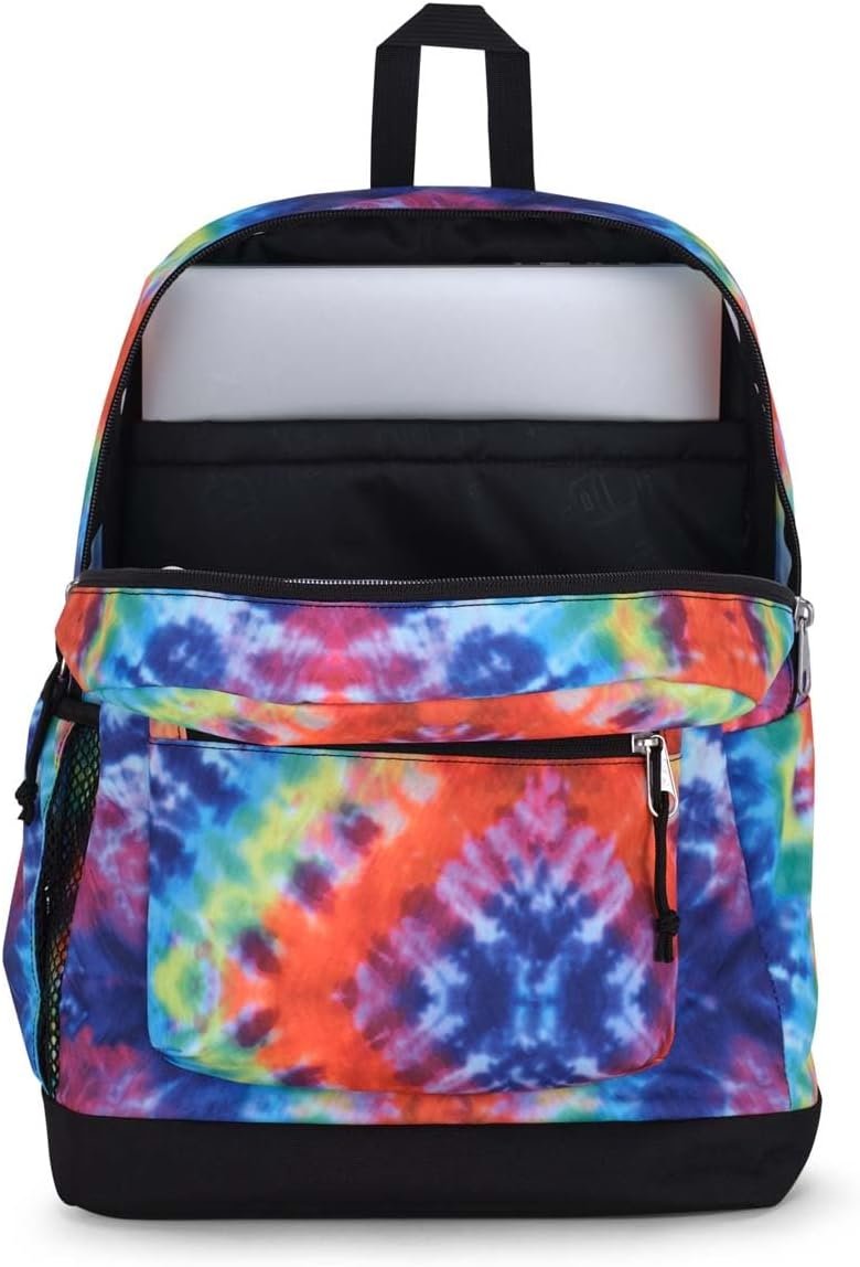 JanSport Cross Town Plus Backpack - Large Main Compartment, Side Water Bottle Pocket, 15-Inch Padded Laptop Sleeve - Red/Multi Hippie Days - Image 5