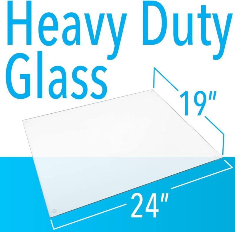 IMPRESA 19 x 24 Inches Tempered Glass Desk Mat for Desktop Computers, Laptops, Keyboard & Computer Monitor, Dry Erase Desk Mat Sturdy Reinforced Glass - Table Protector - Image 3