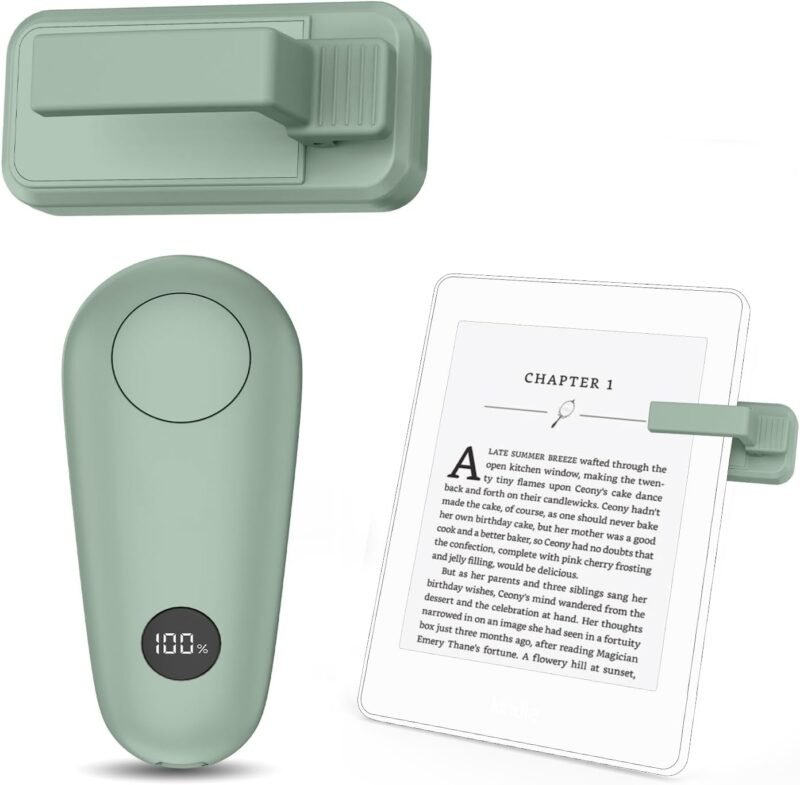 RF Remote Control Page Turner for Kindle Paperwhite Scribe Accessories, Page Turner Clicker for iPad Tablets Reading Novels Taking, Phone Camera Video Record Triggers Remote, Agave Green