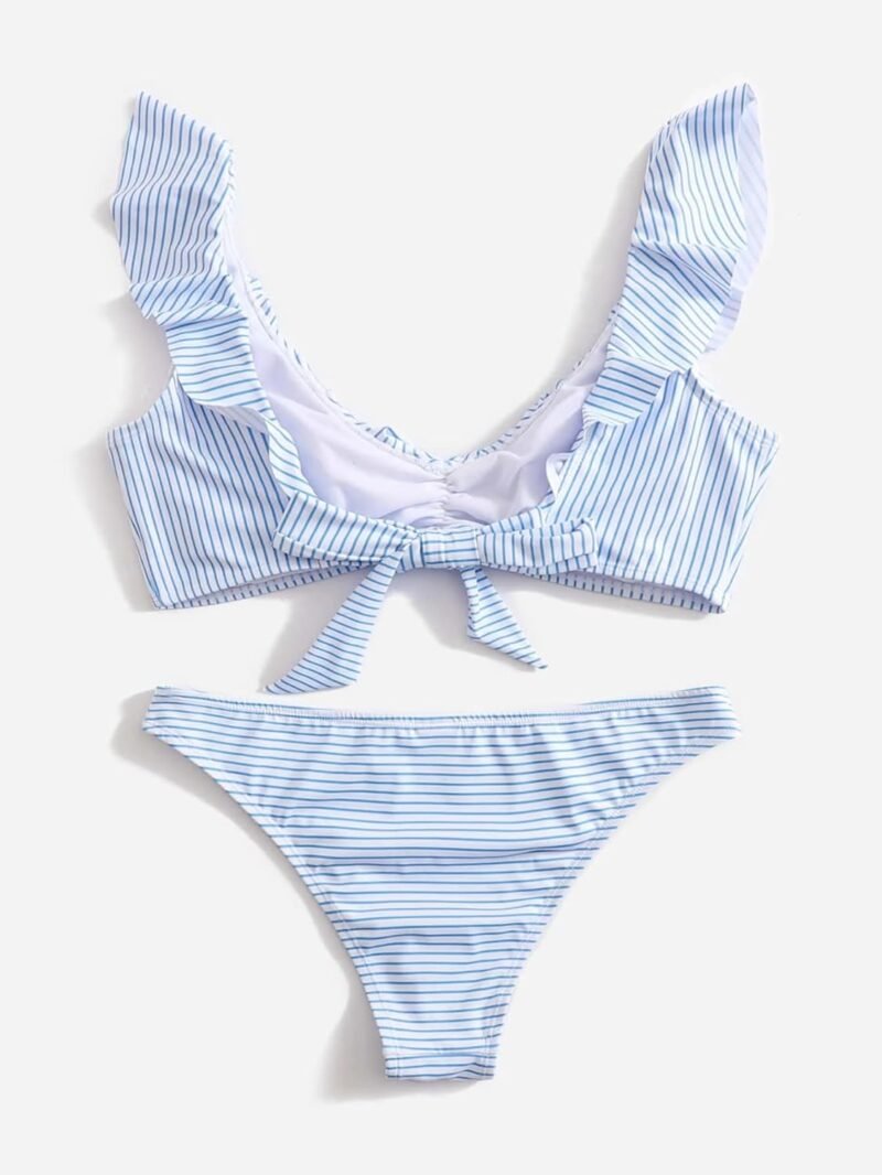 ZAFUL Ruffle Bikinis for Women Scoop Neck Swimsuits Lace Up Bikini Sets Padded Swimwear High Cut 2 Piece Bathing Suits - Image 6