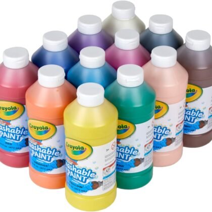 Crayola Washable Paint for Kids (12ct), Teacher Classroom Must Have, Bulk Paint Set, Nontoxic Kids Arts & Craft Supplies, Back to School Essentials, 16 Oz