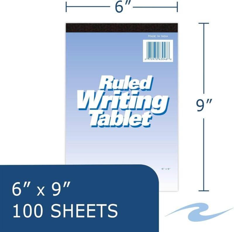 Roaring Spring 6"x9" Writing Tablet, 100 Sheets 15# White Paper, Wide Ruled, Heavy Back Board, Top Edge Bound - Image 2