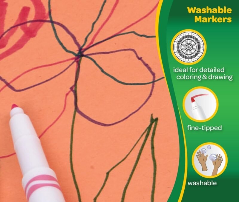 Crayola Ultra Clean Fine Line Washable Markers for School (40ct), Colored Markers for Kids, Coloring Book Art Supplies, Back to School Supplies for Teachers - Image 7