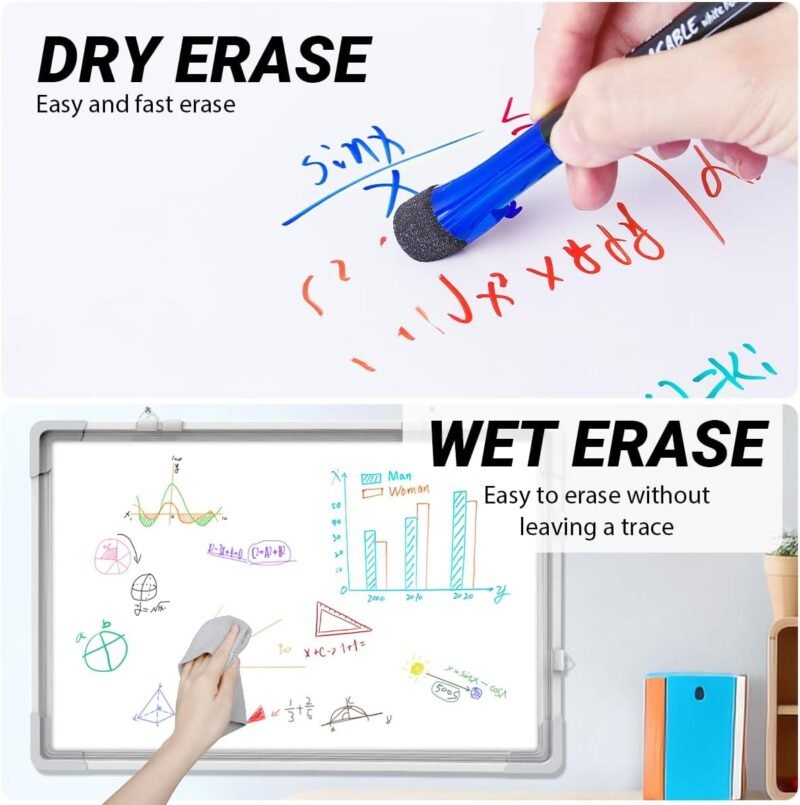 Magnetic Dry Erase Markers Fine Point Tip, 12 Colors White Board Markers Dry Erase Marker with Eraser Cap, Low Odor Whiteboard Markers Thin Marking for Kids Teachers Office School Supplies - Image 2