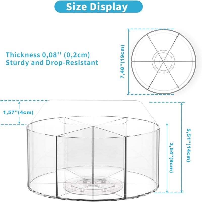 Acrylic Pen Holder for Desks, Acrylic Desk Organizer Clear, 360 Degree Pencil Holder for Desk Kids, Rotating Desk Organizer Rotating Pen Holder for Desk, Art Supply Storage Organizer 6 Compartments - Image 8