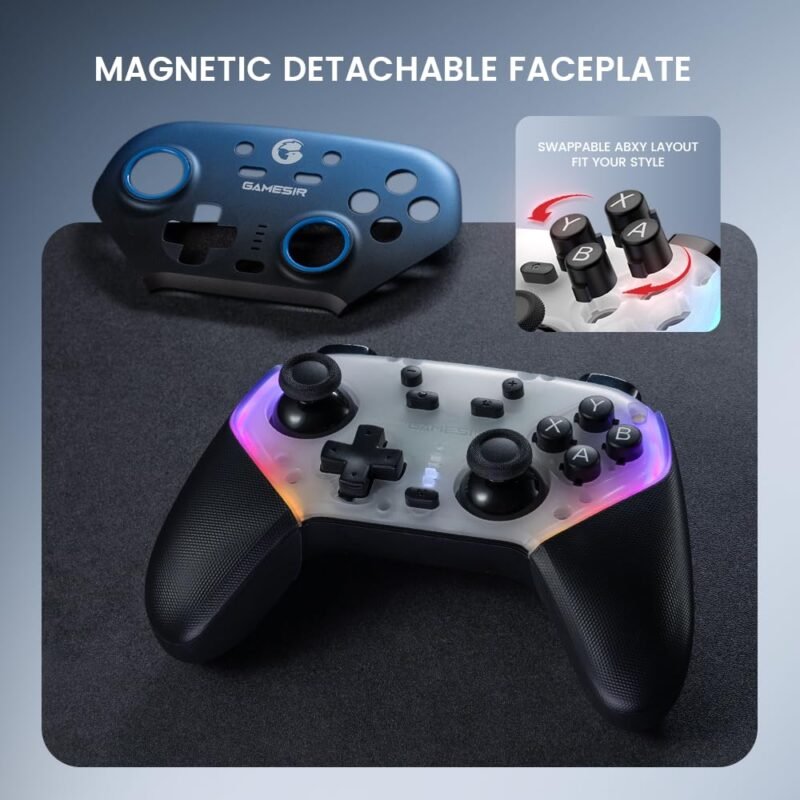 GameSir Super Nova Wireless Gaming Controller for PC/Switch/Switch 2/iOS/Android, 1000Hz Polling Rate, Hall Effect Stick & Trigger, Rubberized Grips, RGB Lighting, 1000mAh - Blue - Image 4