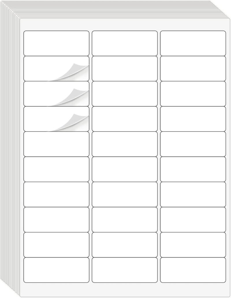 1" x 2-5/8" Address Labels 900 Labels Sticker Paper for Laser/Ink Jet Printer mailing Labels 8.5"×11" White 30 per Sheet