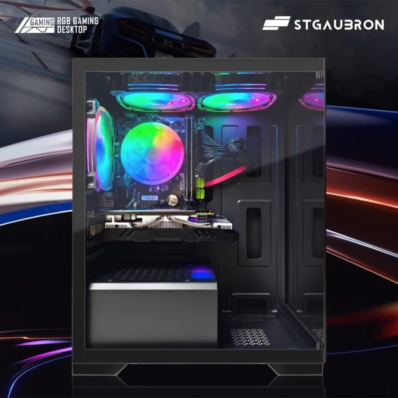 STGAubron Gaming PC Desktop, Radeon RX 580 16G GDDR5, Intel Core i7 up to 3.9G, 16G RAM, 512G SSD, 600M WiFi, BT 5.0, RGB Fan x3, RGB BT Sound Bar, Windows 10 Home - Image 4
