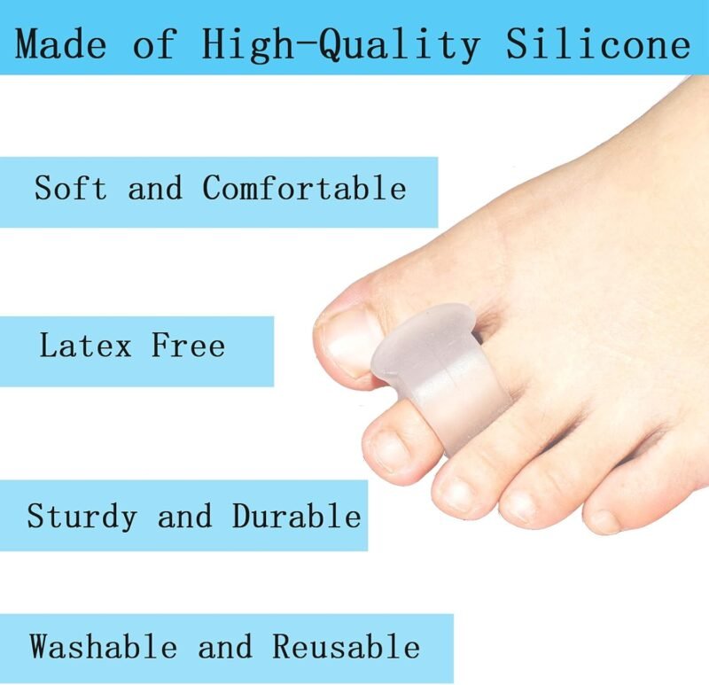 Pack of 12 Gel Toe Separator, (1/4" Thick) Big Toe Spacers, Single Loop Toe Spreader for Bunions, Overlapping Toe, Corrector and Spacer (Clear) - Image 5