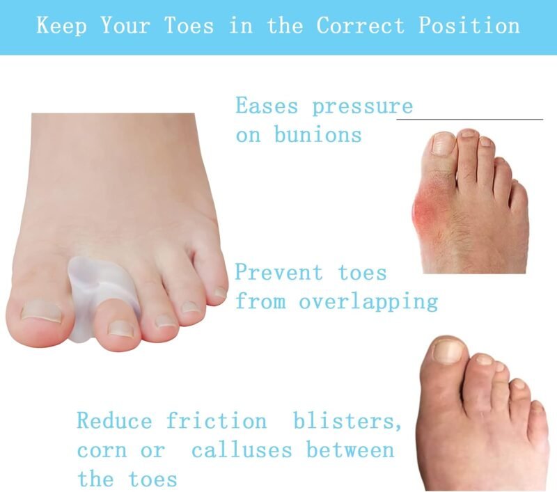 Pack of 12 Gel Toe Separator, (1/4" Thick) Big Toe Spacers, Single Loop Toe Spreader for Bunions, Overlapping Toe, Corrector and Spacer (Clear) - Image 3