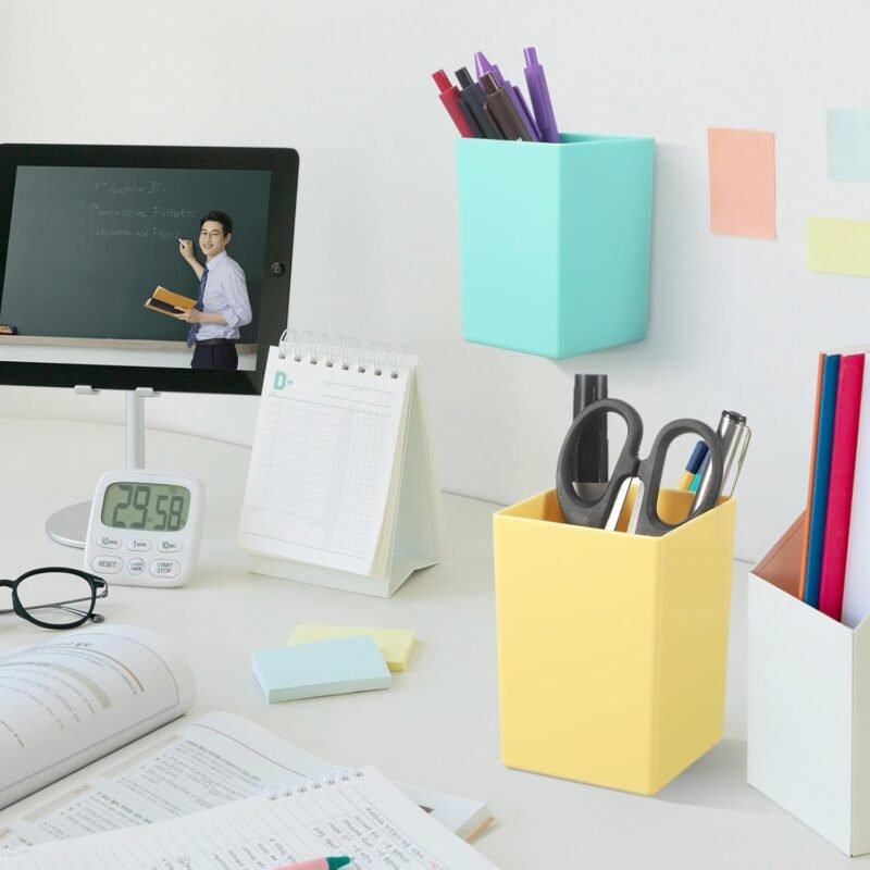 4 Pcs Classroom Magnetic Storage Boxes with Write Wipe Labels Magnetic Storage Containers Treasure Box Plastics Pen Holder for Classroom Whiteboard Dry Erase Board Refrigerator Supply - Image 5