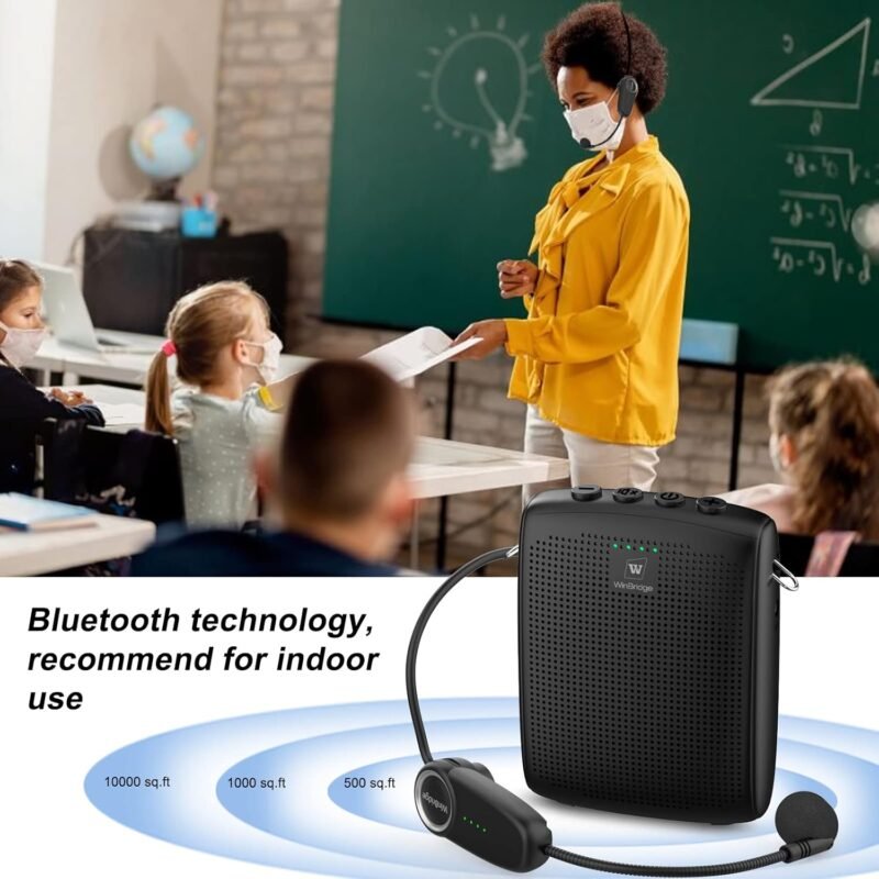 WinBridge Wireless Voice Amplifier for Teachers with Bluetooth Headset Microphone and Waistand, Bluetooth Voice Amplifier, Portable Meagaphone Speaker Mic, Back to Shool Supplies, 15W|1500mAh WB002 - Image 2