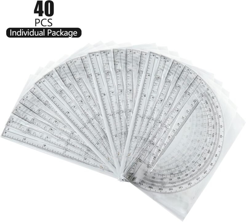 CertBuy 48 Pack Clear Protractor 6 Inch, Plastic Protractor Math Protractors 180 Degrees for Angle Measurement, Protractor for Geometry,Student Math Protractor Ruler for Drawing Geometry Classroom - Image 4