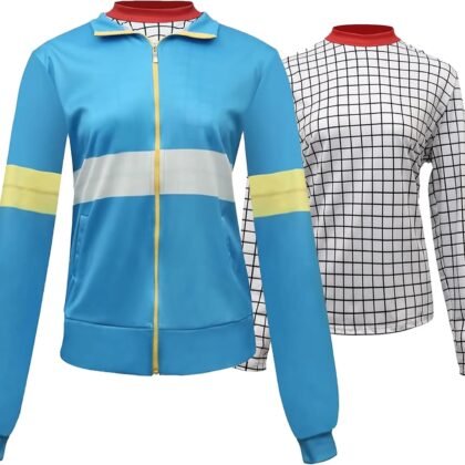 MYUPDALIN Blue Jacket Cosplay Costume Zipper Jacket Sweatshirt Hoodie Blue Tracksuit Coat Halloween Outfits Uniform