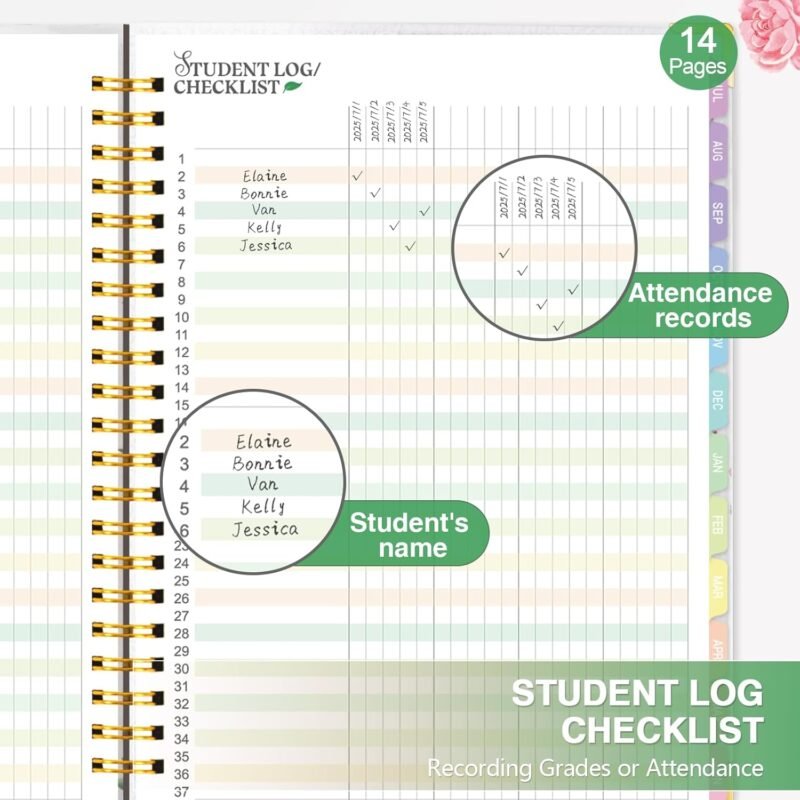 2025-2026 Teacher Planner - Lesson Plan Book for Teachers 25-26, 8.5"x11" Big Academic Planner from July 2025 to June 2026, Weekly & Monthly School Agendar Book with Tab,Stickers for Teachers Supplies - Image 6