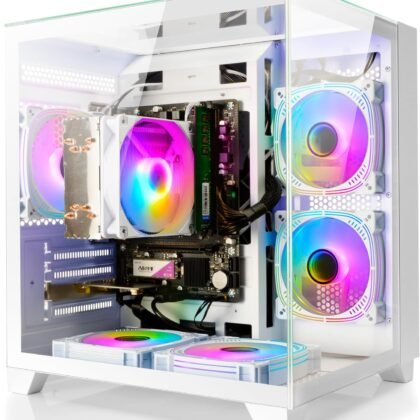 LXZ Desktop PC Computer Ryzen 5-5600GT 8 core 3.6GHz, 16G DDR4 RAM, 512G NVME SSD, Tower Computer with 400W Power Supply for Working, Home and Office (White)