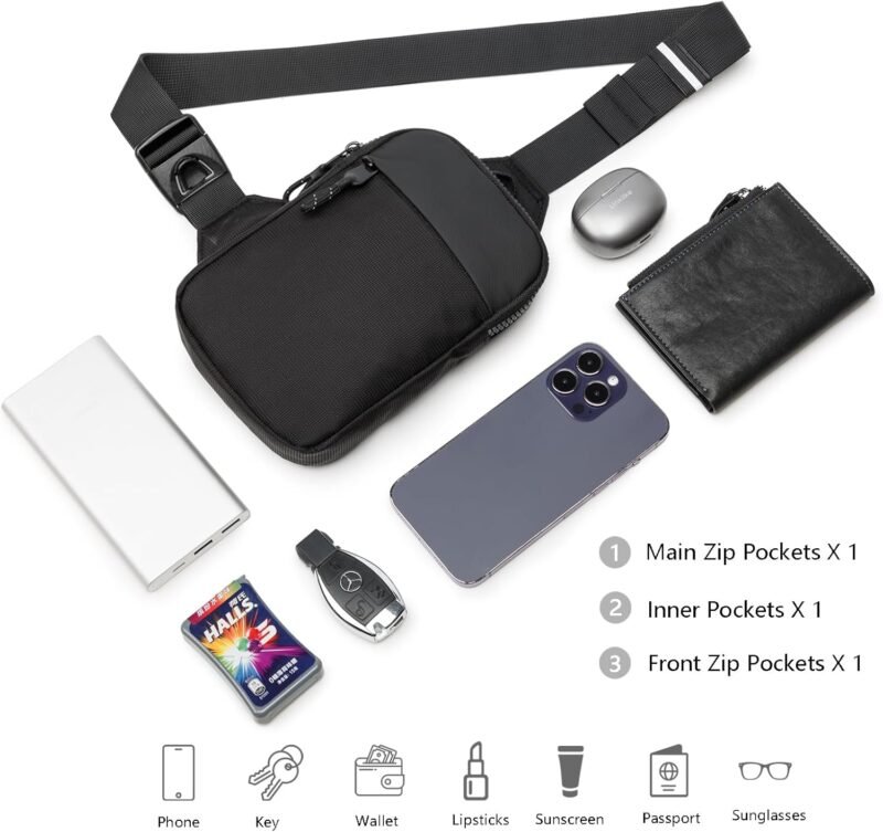 Mini Sling Bag for Men Women, Waterproof Utility Crossbody Backpack Chest Bag for Hiking Travel Sports Running - Image 4