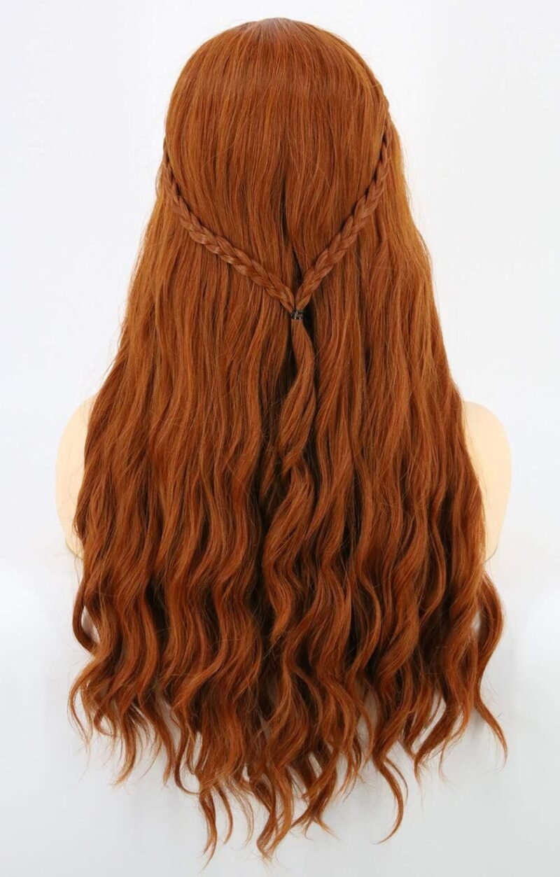 Women Wigs Long Curly Dark Red Ginger Cosplay Halloween Costume Wigs Auburn Brown wig - Image 5