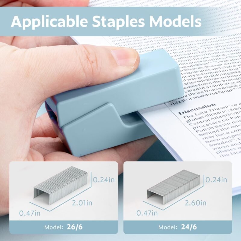 Mini Stapler with 830 Staples, Small Cute Desk Staplers, 25 Sheet Capacity, Blue - Image 3