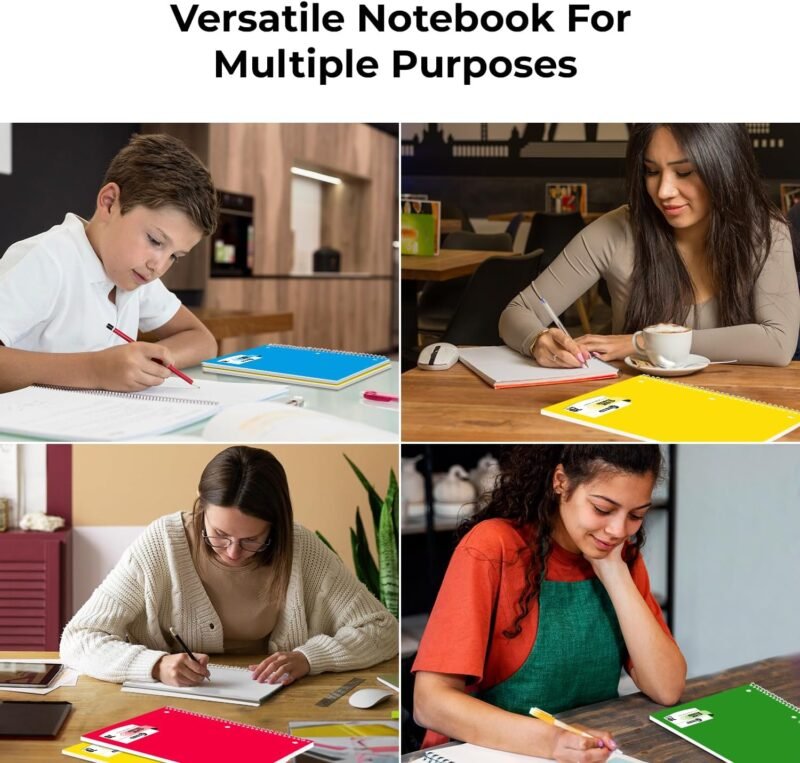 Spiral Notebook, 12 Pack, 1 Subject, College Ruled, 70 Sheets, 8 x 10-1/2", 3 Hole Punched, Bulk College Ruled Spiral Notebook for School, Single Subject Spiral Notebook Bulk, Assorted Colors - Image 8