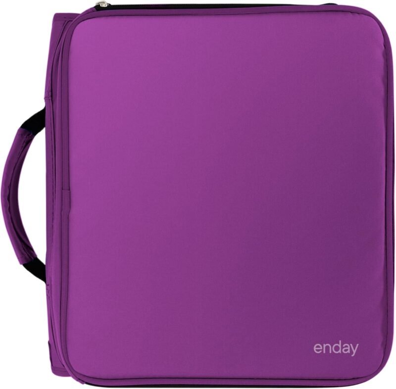 Enday 2 Inch Zipper Binder - 880 Sheet Capacity, 5 Pockets, Expanding File Folder with Durable Handle, Multiple Pockets School Binder Organizer, Purple