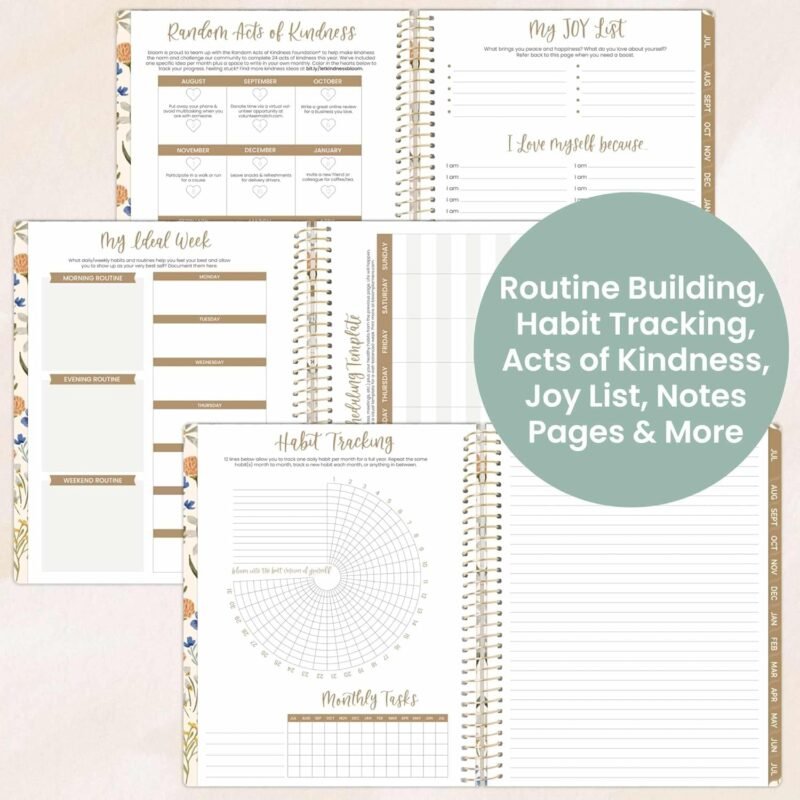bloom daily planners 2025-2026 (8.5" x 11") Academic Year Day Planner (July 2025 - July 2026) - Weekly & Monthly Dated Agenda Organizer with Stickers & Tabs - Whimsical Wildflowers - Image 5