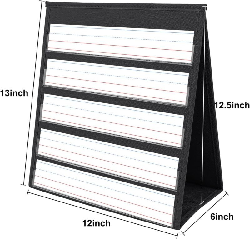 EAMAY Desktop Pocket Chart, Tabletop Teaching Classroom Pocket Charts Double-Side and self-Standing Pocket Chart for Kindergarten, Home Use or Classroom (Black) - Image 8