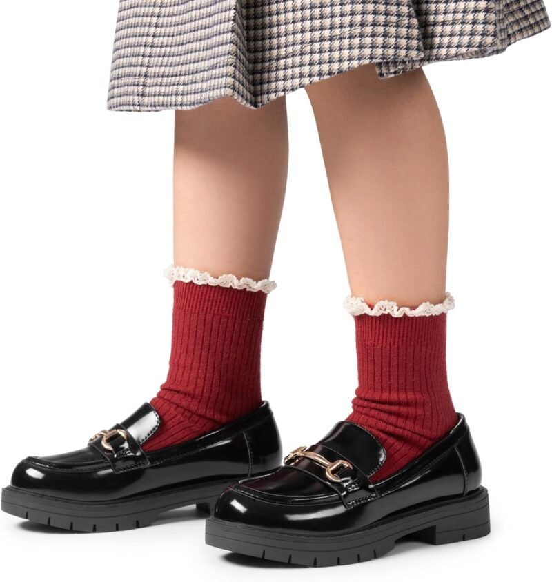 DREAM PAIRS Girls Loafers Chunky Platform Slip On Loafers School Uniform Dress Shoes - Image 5