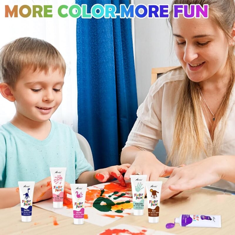 AROIC 16Colors Kids Washable Finger Paint, Non-Toxic, Art Painting Supplies for Toddlers, Finger Painting Supplies for Kids, Hand Paint Set DIY Crafts - Image 7