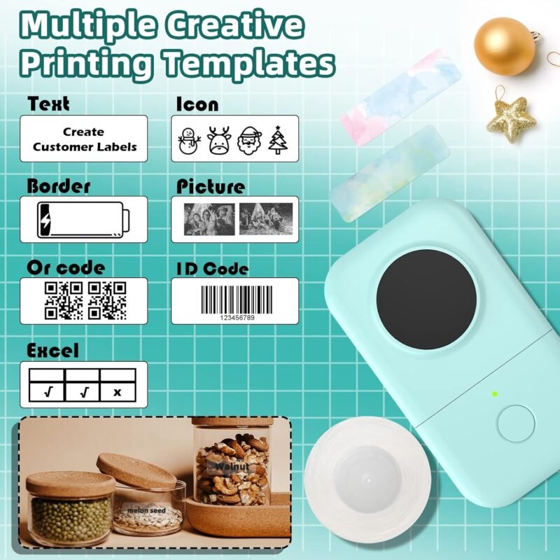 Phomemo D30 Mini Label Maker - Inkless Thermal Portable Bluetooth Label Printer with Tape with 1000+ Templates, Organized Zones for Home, Office, School, Store, Pantry, Green - Image 8