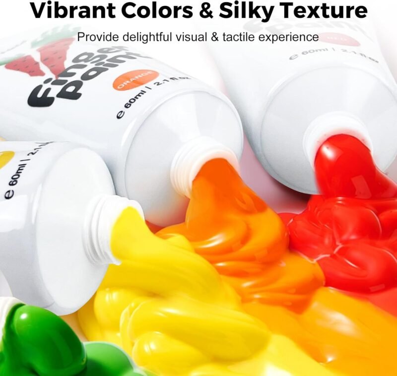 Jar Melo Washable Finger Paints for Toddlers, 10 Colors Large Capacity (2.1fl oz), Non Toxic Baby Paint for Hand and Feet, Safe Art Supplies, Preschool Learning Gifts for Kids Age 2+ - Image 4