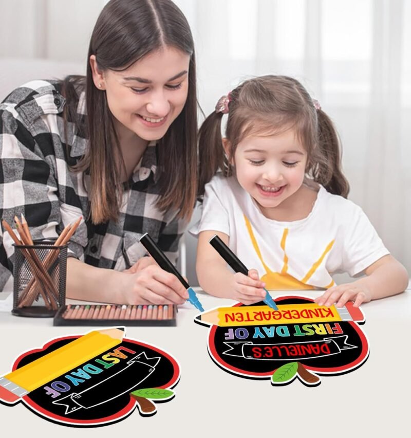 First and Last Day of School Chalkboard, 9.5"x11.8" Double Sided Pencil Back to School Sign for Kids Girls Boys Reusable 1st Day of Kindergarten Preschool Photo Props Sign - Image 5