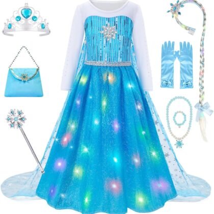 Meland Princess Dresses for Girls - Princess Costume with Long Cape for Girls Age 3-10 Year Old for Birthday Halloween Party