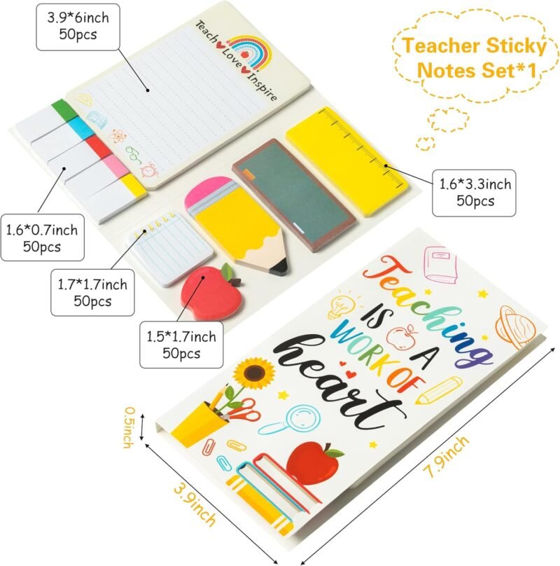 Teaching is A Work of Heart Sticky Notes Set Blackboard Self-Stick Note Pads Teacher Appreciation Gift Writing Memo Pads School Office Supplies - Image 2