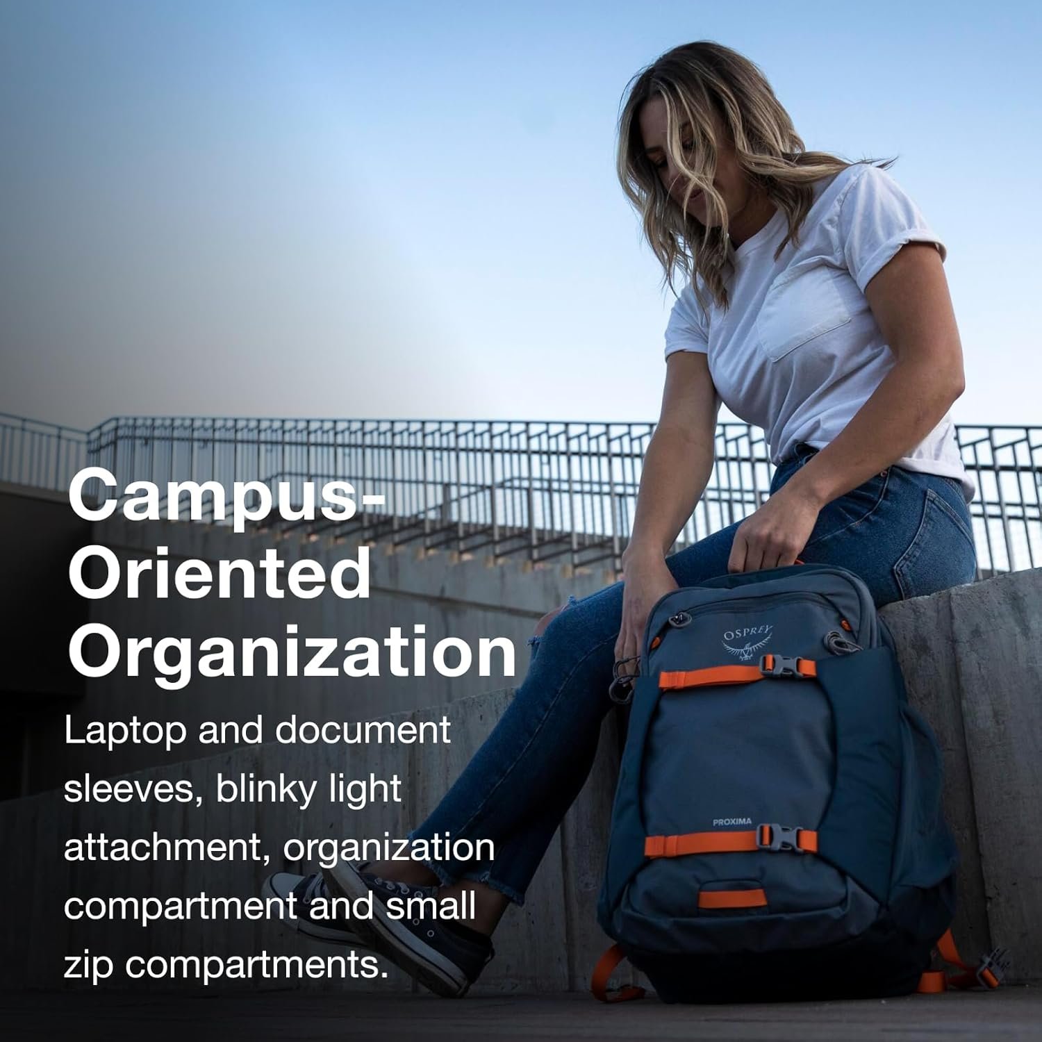 Osprey Proxima 30L Campus Laptop Backpack - Organized Everyday Pack with Tech Storage, Water Bottle Pockets, and Comfortable Carry - Perfect for School, Commuting, and Travel, Medium Grey/Coal Grey - Image 3