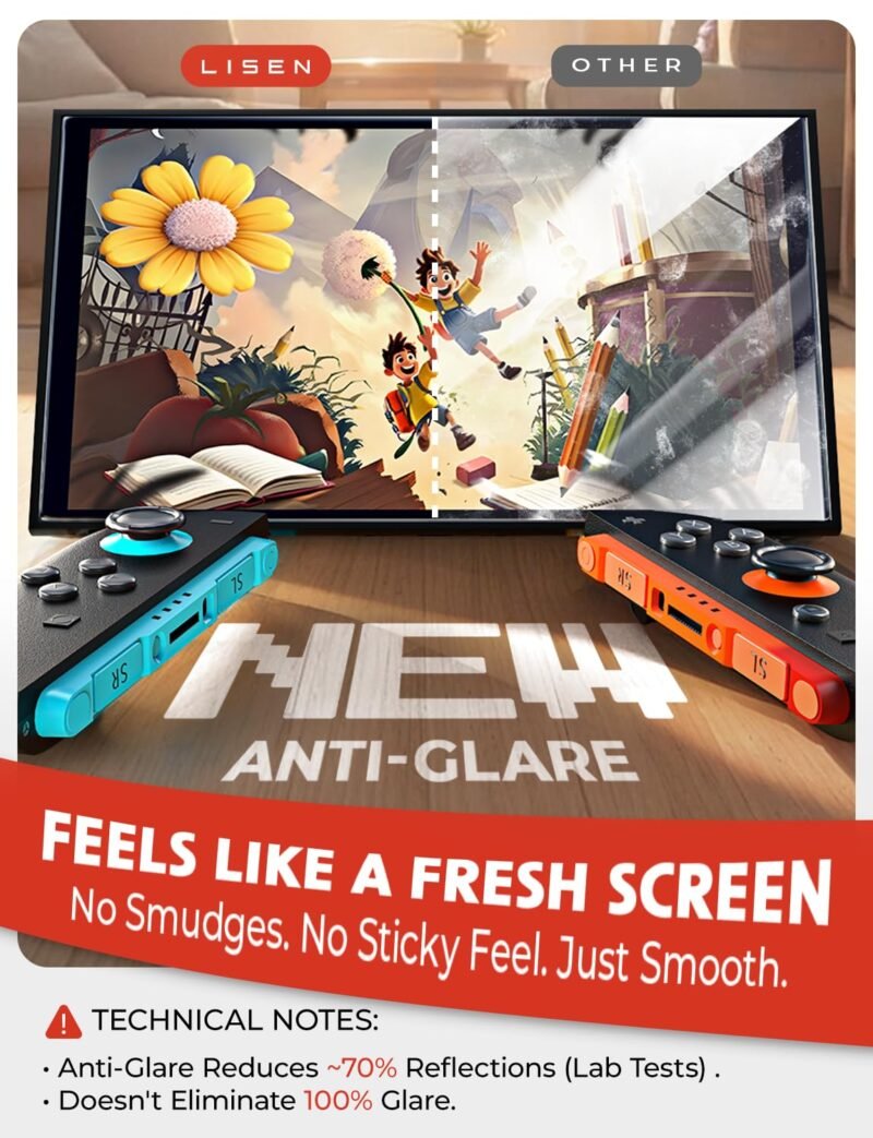 LISEN for Nintendo Switch 2 Screen Protector [2025 Upgrade] (ANTI-GLARE & Auto Alignment Kit) Screen Protector Switch2 Tempered Glass [Longest Durable] Full Coverage switch 2 pre order accessories, 2 Pack - Image 3
