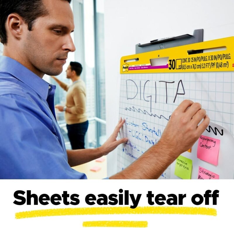 Post-it Super Sticky Easel Pad 25 x 30 Inches 30 Sheets/Pad 2 Pads (560) Large White Grid Premium Self Stick Flip Chart Paper Super Sticking Power - Image 8