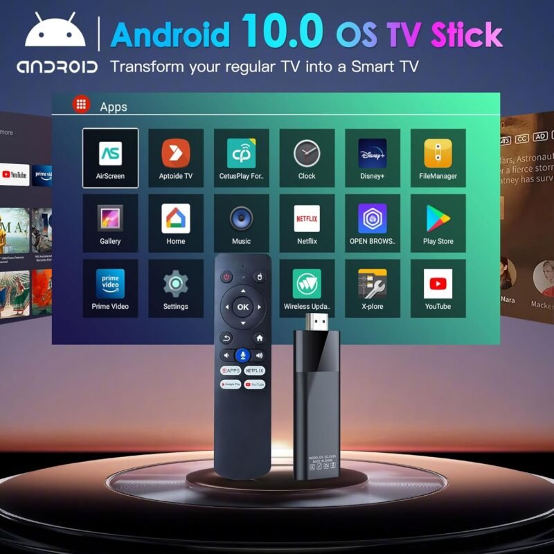 BL Android TV Stick 4K, 2025 Android TV Stick 10.0 2GB RAM 16GB ROM, Tv Stick 4K Ultra HD H313 CPU Supports 2.4G/5G Wi-Fi Bluetooth 5.0 USB HDR10 with Bluetooth Voice Remote Control - Image 2
