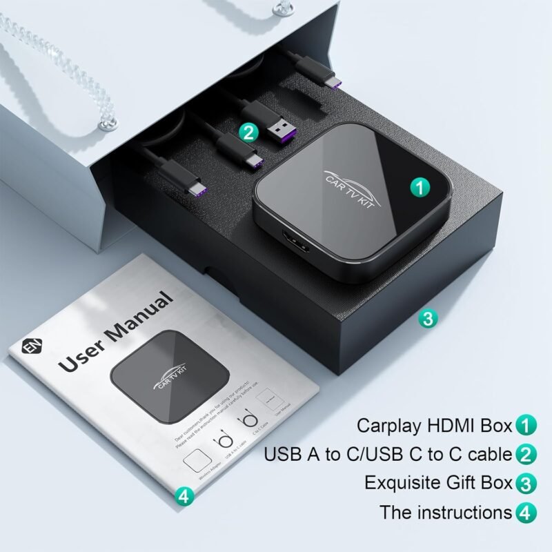 Car TV Mate Max with Wireless CarPlay and Android Auto Adapter, Fire TV Stick Converter for Car, 3 in 1 HD HDMl Multimedia Adapter Cast Video/Game to Cars for Wired CarPlay and Most Streaming Devices - Image 9