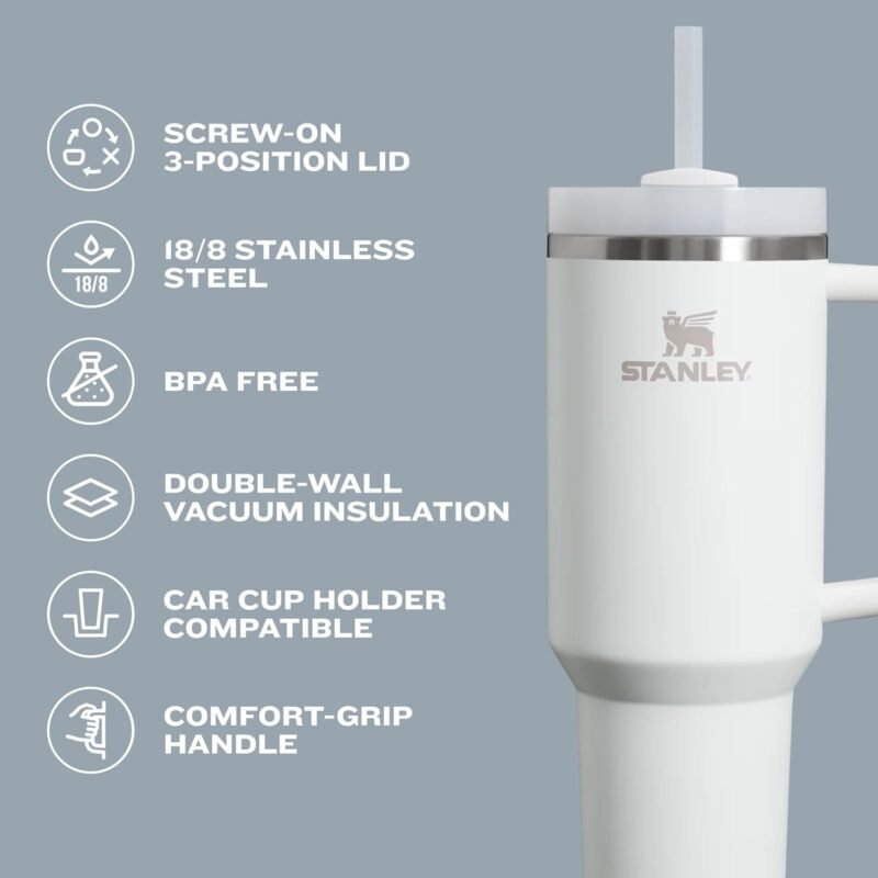 Stanley Quencher H2.0 Tumbler with Handle and Straw 30 oz | Flowstate 3-Position Lid | Cup Holder Compatible for Travel | Insulated Stainless Steel Cup | BPA-Free | Rose Quartz 2.0 - Image 3