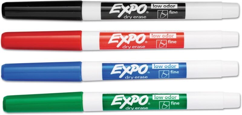 EXPO 86074 Low Odor Dry Erase Marker Fine Point Assorted 4/Set - Image 3
