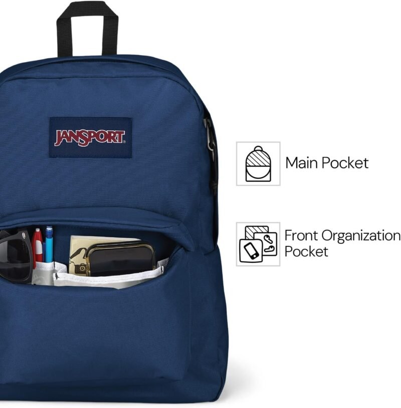 JanSport SuperBreak Plus Backpack with Padded 15-inch Laptop Sleeve and Integrated Bottle Pocket - Spacious and Durable Daypack for Work and Travel - Black - Image 4