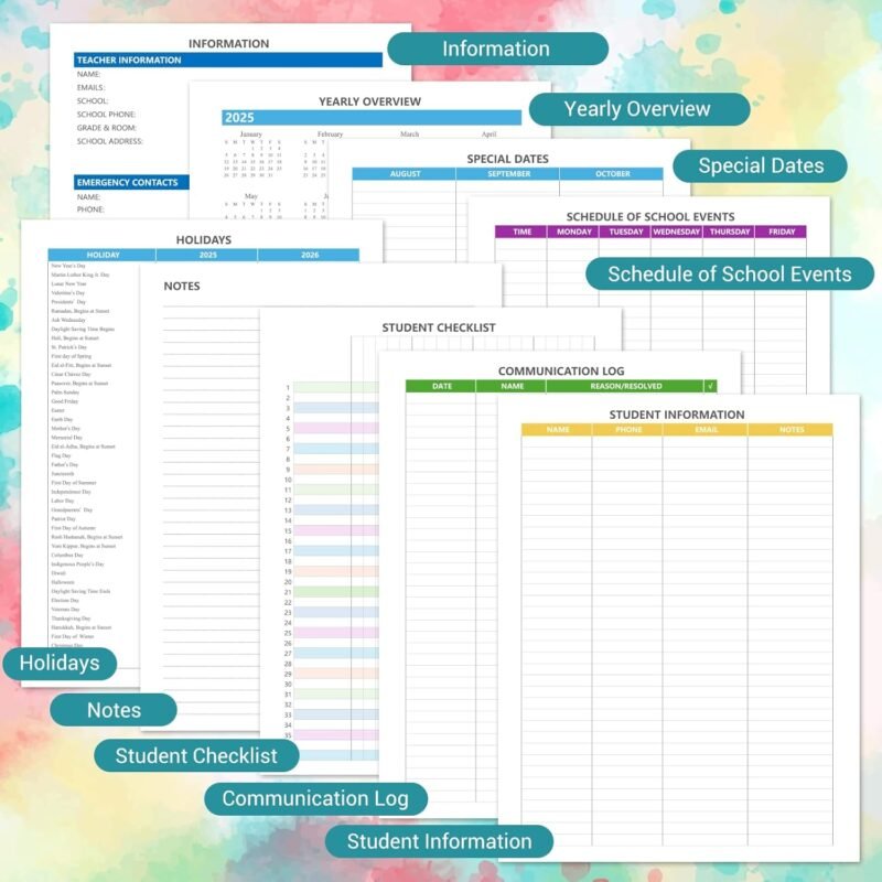 Teacher Planner 2025-2026 Academic Year, Aug.2025 - Jul.2026, 8.5" x 11" Lesson Planner Book for Teachers, Teacher Planners with Colorful Monthly Tabs for Homeschool & Classroom Organization - Tree - Image 5