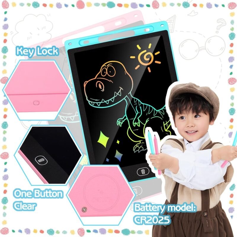 KTEBO® 2 Pack 10 Inch LCD Writing Tablet for Kids, Electronic Drawing Pad and Doodle Board for Ages 3-8, Birthday and Christmas Gifts for Boys and Girls (Pink & Blue) - Image 4