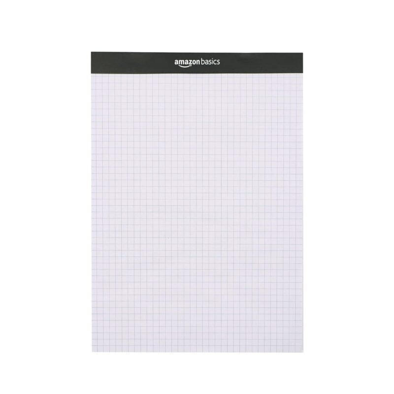 Amazon Basics Quad-Ruled Graph Paper Pad, Pack of 2, 8.5 Inch x 11.75 Inch, 100 Sheets/Pad, White