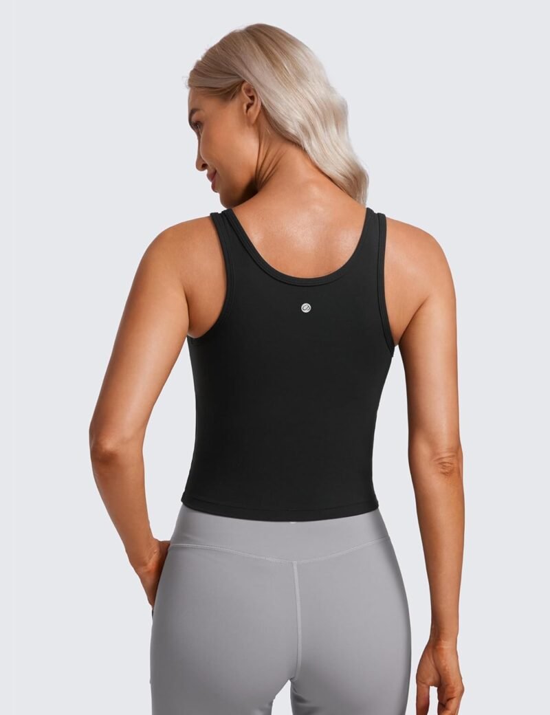 CRZ YOGA Womens Butterluxe Double Lined Workout Tank Tops Scoop Neck Racerback Cropped Casual Sleeveless Shirt - Image 2