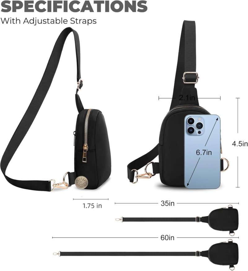 VOROLO Small Sling Bag For Men and Women，Crossbody Bags For Women with Ajustable Strap Trendy Cross body Bag Black - Image 3