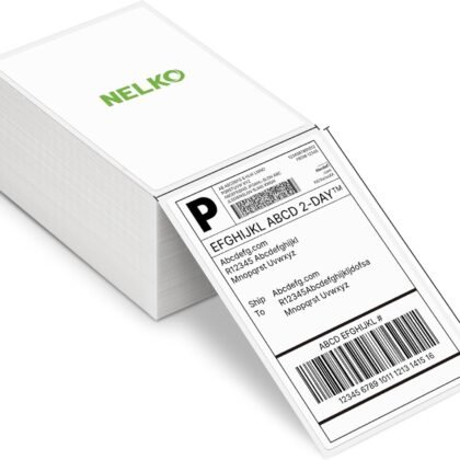 Nelko Genuine 4x6 Direct Thermal Shipping Label 500 Labels/1 Stacks, 4x6 Thermal Labels for Nelko PL70E Shipping Label Printer, Perforated and Strong Adhesive, Commercial Grade