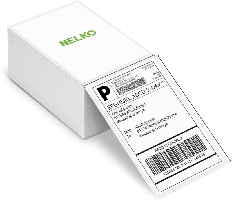 Nelko Genuine 4x6 Direct Thermal Shipping Label 500 Labels/1 Stacks, 4x6 Thermal Labels for Nelko PL70E Shipping Label Printer, Perforated and Strong Adhesive, Commercial Grade