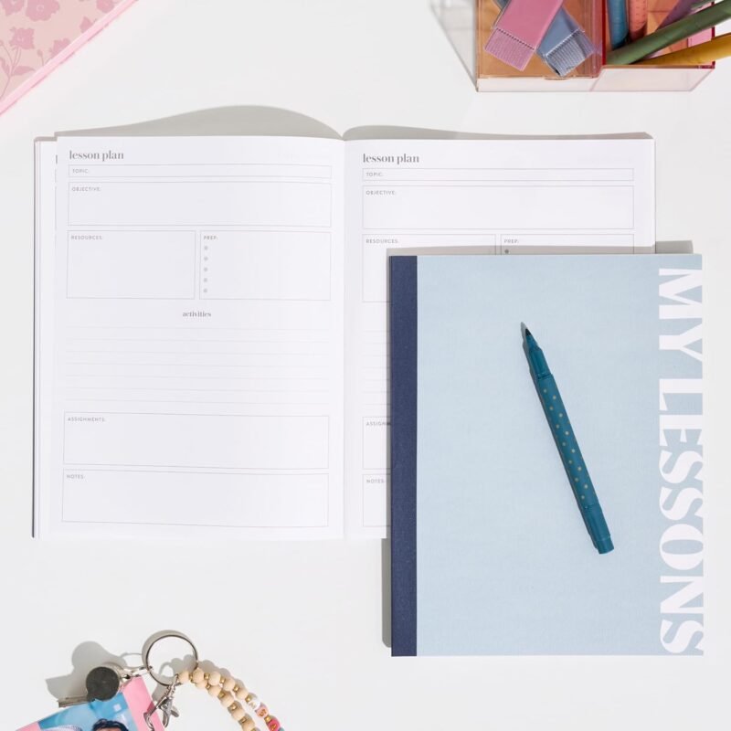 Erin Condren Teacher Workbook, Teacher Planner Companion, Lesson Planning Notebook, Layflat and Lightweight Japanese-Style Notebook, Stylish Minimal Linen Texture Covers - Image 2